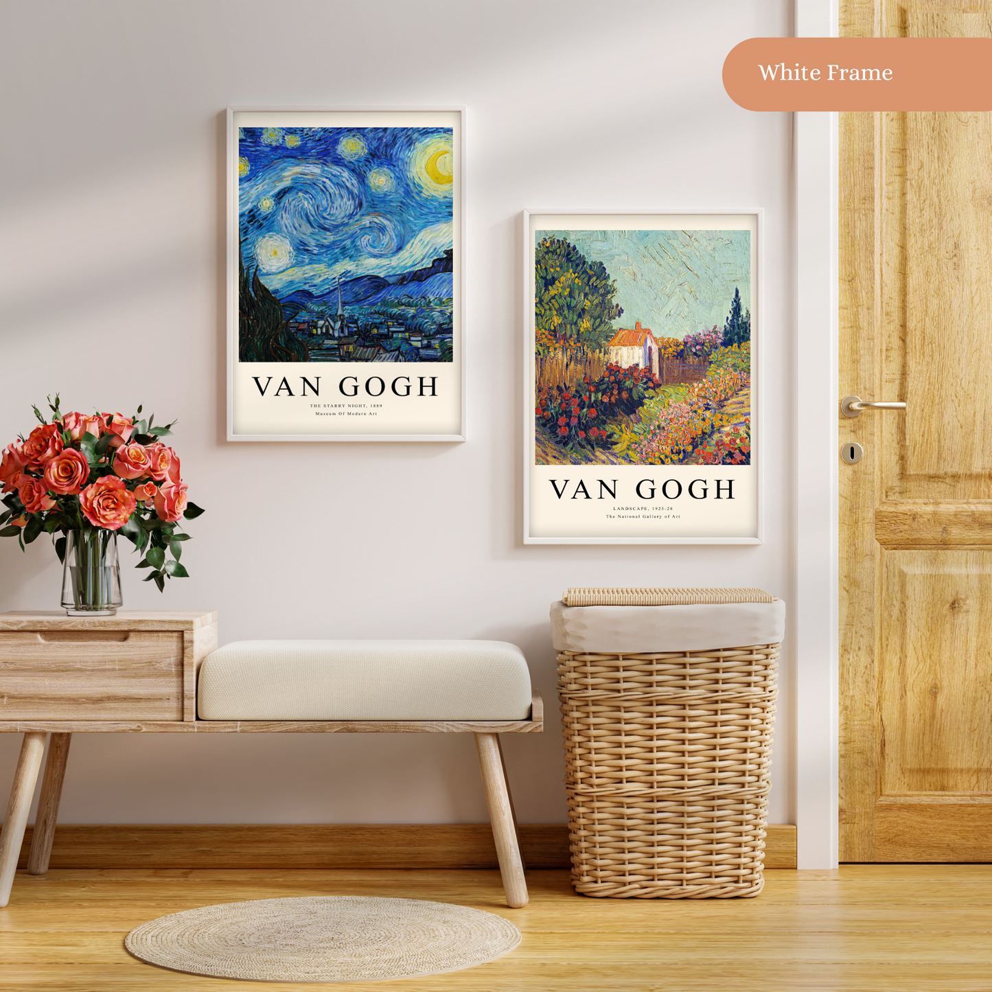 Van Gogh: The Starry Night and Landscape with text (Set of 2)