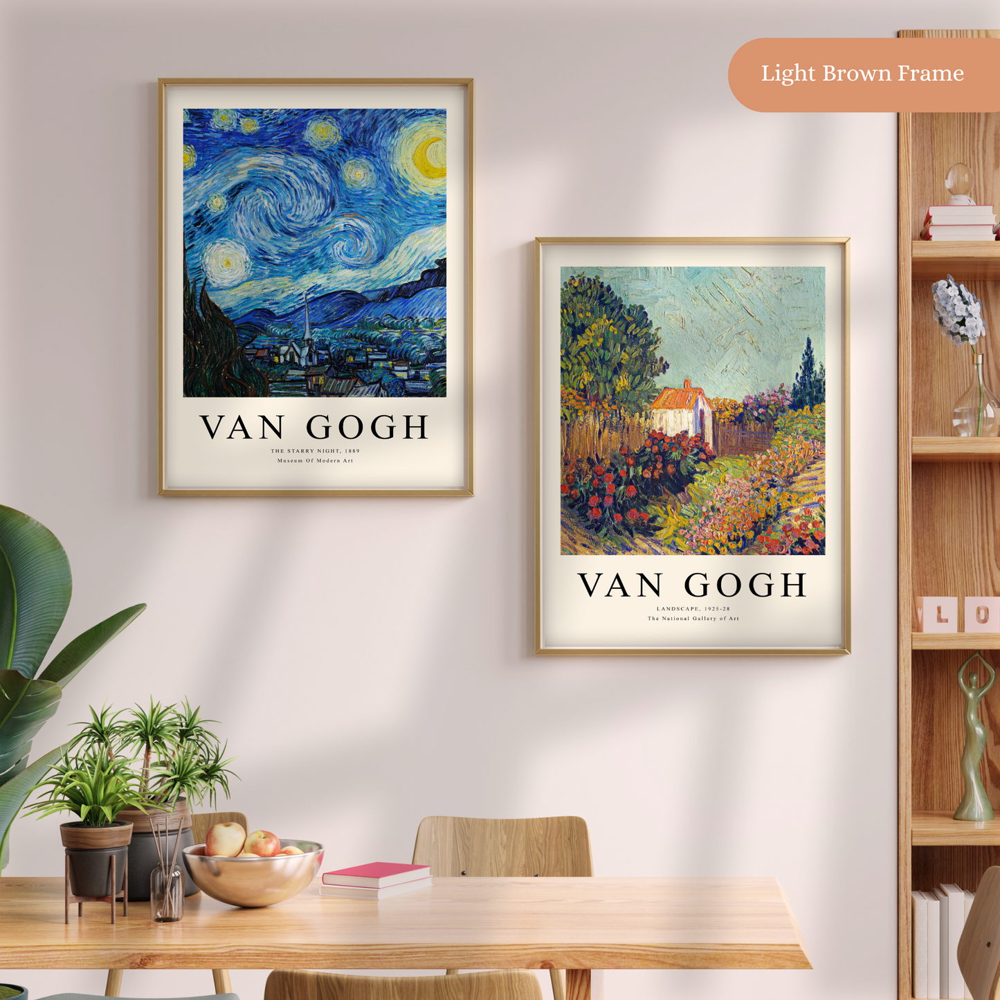 Van Gogh: The Starry Night and Landscape with text (Set of 2)