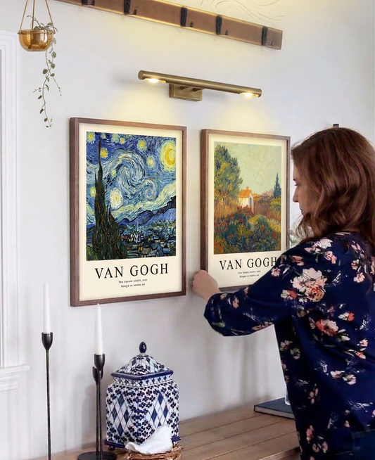 Van Gogh: The Starry Night and Landscape with text (Set of 2)