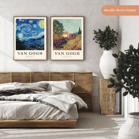 Van Gogh: The Starry Night and Landscape with text (Set of 2)
